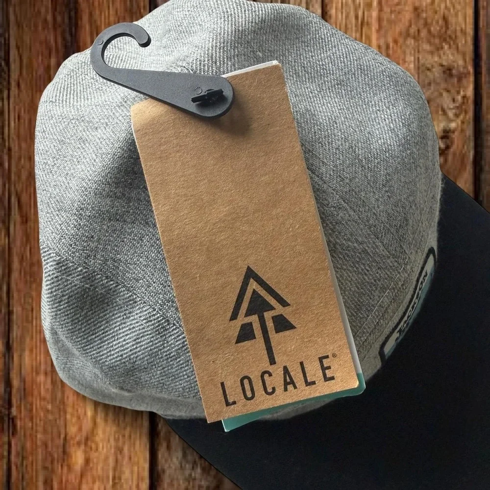 Locale Jackson Hole Wyoming Mountain Bike 5 Panel Camp Hat Gray Black NWT